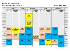 Planning horaires entrainements 